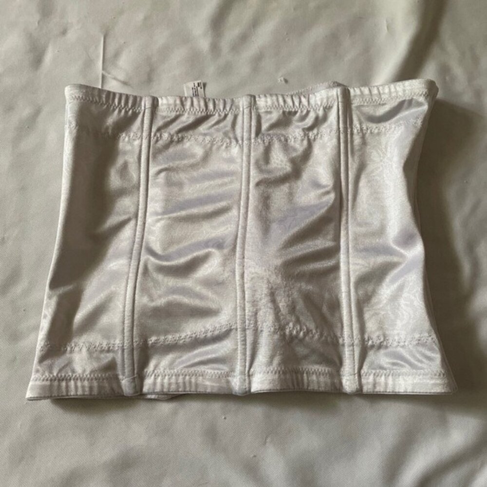 Vintage Maidenform White Floral Boned Waist Cincher Corset Shapewear With Hook &